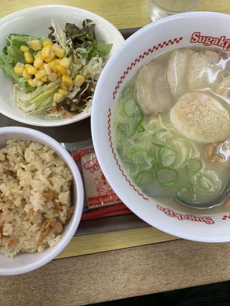 「ラーメン　玉子入り　五目御飯セット」@スガキヤ 平和堂水口店の写真