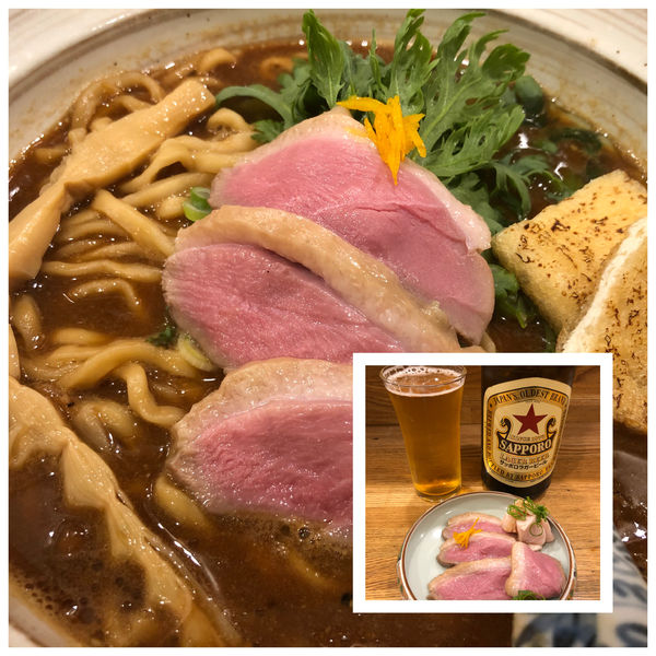 「【限定】赤味噌そば950円鴨胸肉300円ビール550円」@中華そば きなりの写真