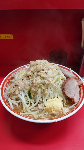 「大(カタカタ)  野菜マシ  ニンニク  アブラ  カラメ」@ラーメン二郎 上野毛店の写真