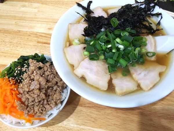 「【限定】豚ニボそば（ビビンパ風ご飯セット）　1000円」@中華そば You Leeの写真