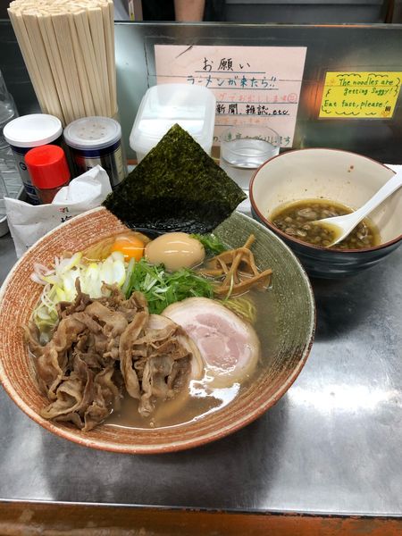 「カキ出汁悪いつけそば＋悪い肉」@覆麺 智の写真
