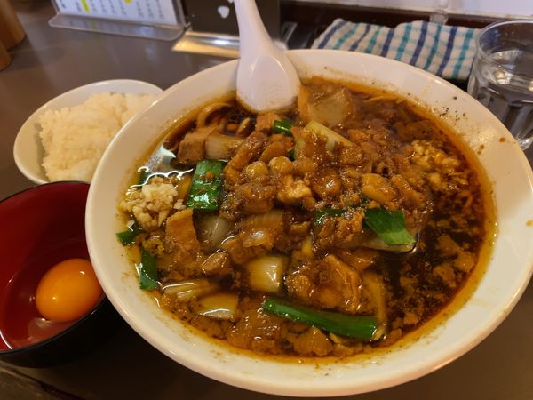 「スタ満そば＋生卵・小ライス」@元祖スタミナ満点らーめん すず鬼の写真