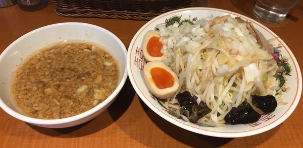 「つけらーめん 味付たまご 辛味噌以外全部」@らーめん ぽっぽっ屋 水道橋店の写真