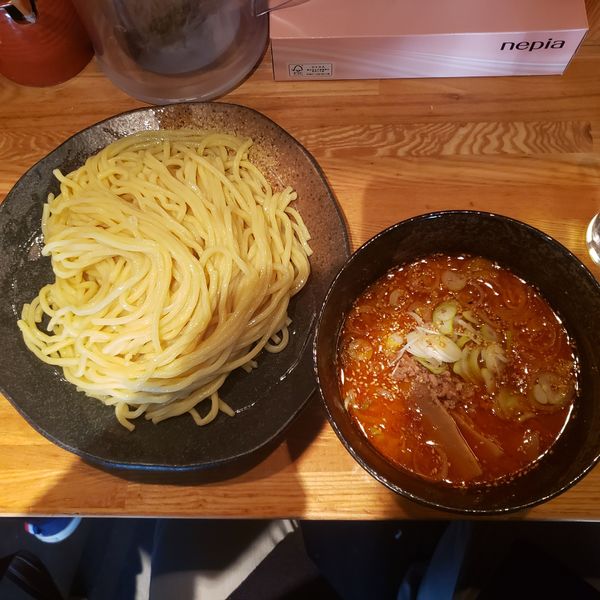 「辛みそつけめん、大盛」@つけ麺屋 やすべえ 赤坂店の写真