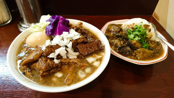 「肉の日限定/羊29麺+味玉+替玉+麻婆茄子飯」@らーめん 五ノ神精肉店 煮干し編の写真