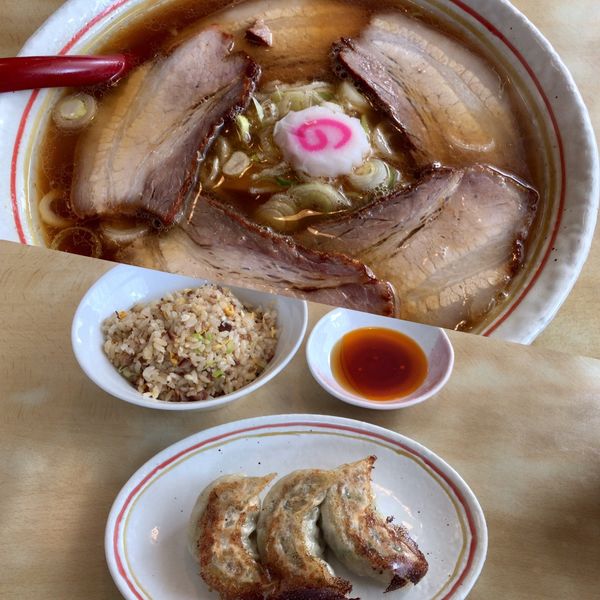 「チャーシューメン＋Bセット(ミニチャーハンと餃子3個)」@きむらやの写真