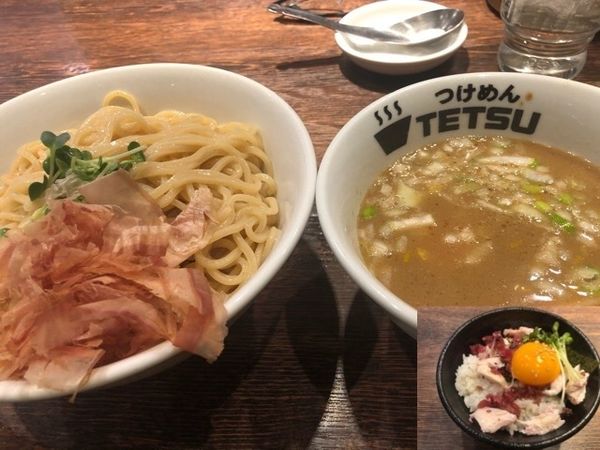 「【限定】梅鰹つけめん梅とり丼セット1150円」@つけめんTETSU 壱の木戸 水戸店の写真