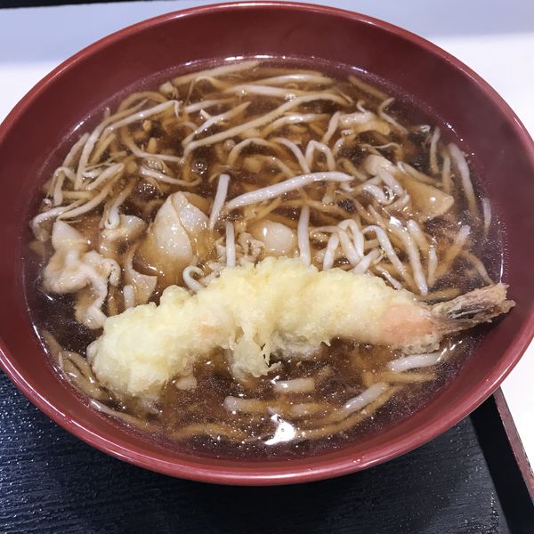 「【期間限定】肉あんかけ中華（￥490）＋海老天（クーポン）」@ゆで太郎 芝浦4丁目店の写真