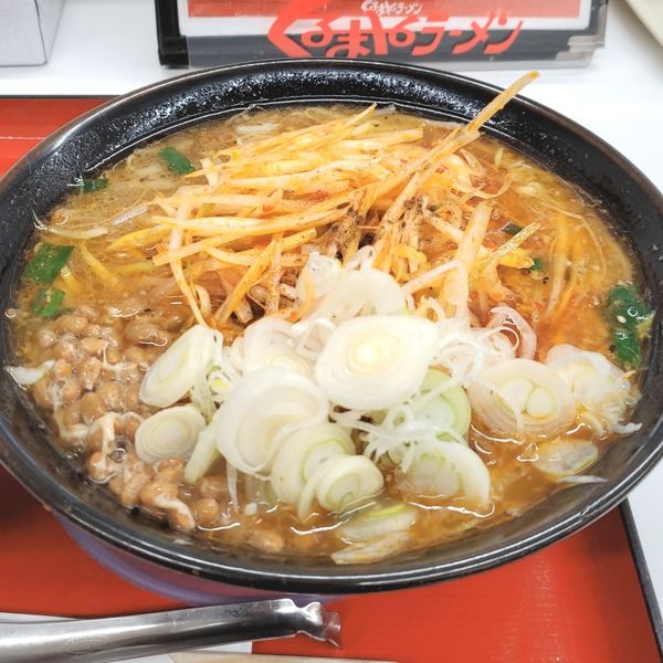 「ネギ醤油ラーメン納豆」@くるまやラーメン 東村山店の写真