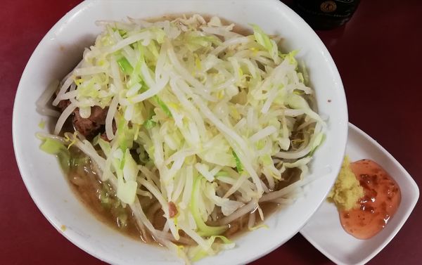 「ラーメン（770円）、梅ショウガ（10円玉サービス）」@ラーメン二郎 相模大野店の写真