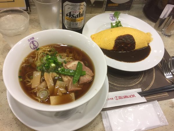 「チャーシューメン+オムライス+瓶ビール」@洋食や 三代目 たいめいけんの写真