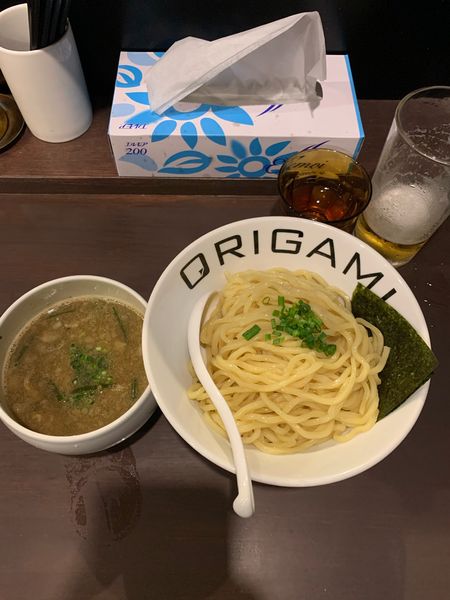 「ORIGAMIつけ麺(こってり)＋大盛920円」@麺屋 ORIGAMIの写真