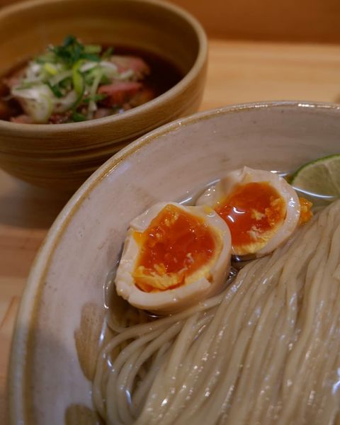 「鰹昆布出汁醤油つけ麺 1000円➕味玉 100円」@迂直の写真