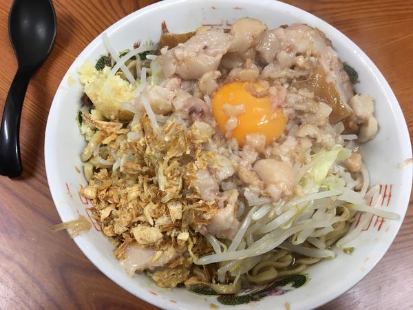 「汁なし 麺硬め ニンニク アブラ カラメ」@ラーメン二郎 亀戸店の写真