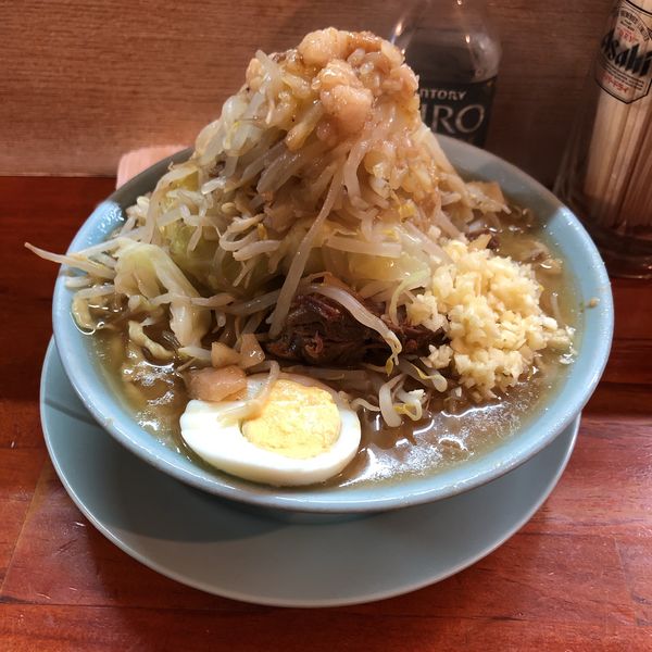 「ラーメン（麺少なめ）＋野菜･ニンニク」@ラーメン富士丸 西新井大師店の写真
