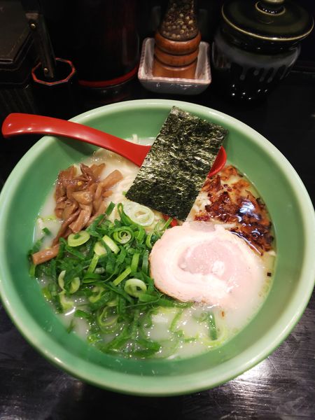 「太麺 ネギ入り」@麺匠 むさし坊 武蔵浦和本店の写真