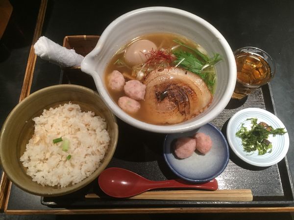 「銀笹ラーメン（塩）＋鯛飯＋味玉＋鯛つみれ」@麺処 銀笹の写真