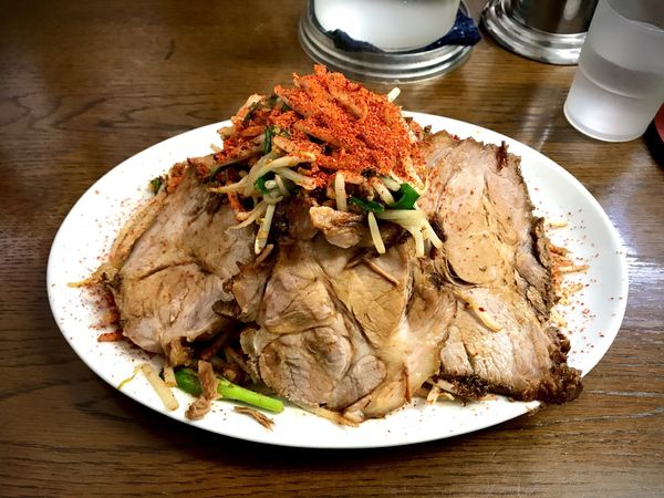 「皿台湾、麺大盛り野菜大盛り+チャーシュー3枚」@人生餃子の写真