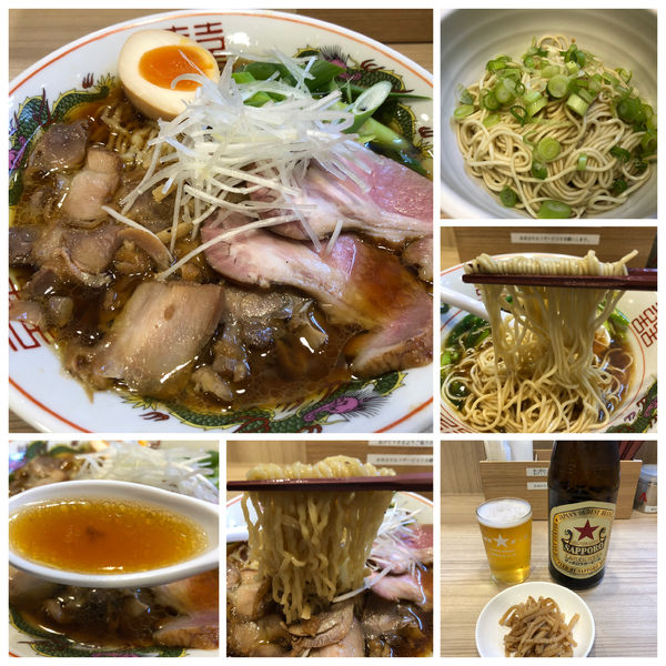 「特製醤油980円＋赤星(アテ付き) ＋替え玉 100円」@くじら食堂bazar 三鷹店の写真