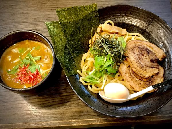 「全のせ海老つけ麺中盛り」@麺家 あべの 神宮前の写真