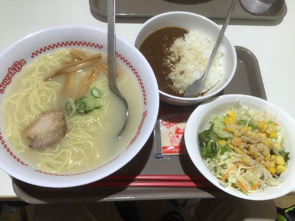 「ラーメン330円、カレーサラダセット300円」@スガキヤ 大須赤門店の写真