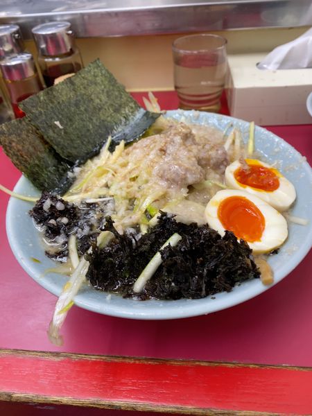 「ネギラーメン＋味玉＋岩のり、太麺カタメ脂多め」@ラーメンショップ 牛久結束店の写真