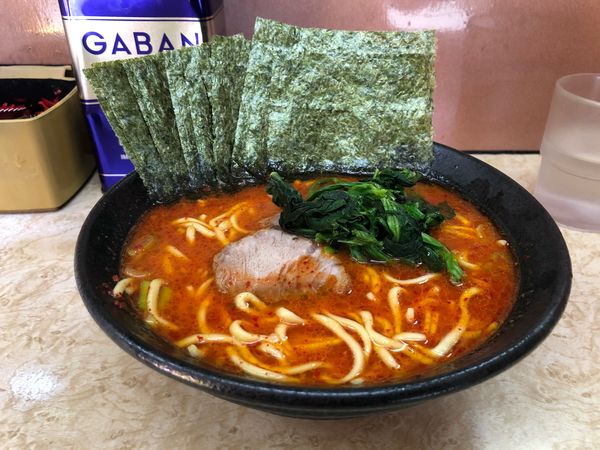 「ピリピリラーメン(並)＋のり　800円」@川崎家 榎町店の写真