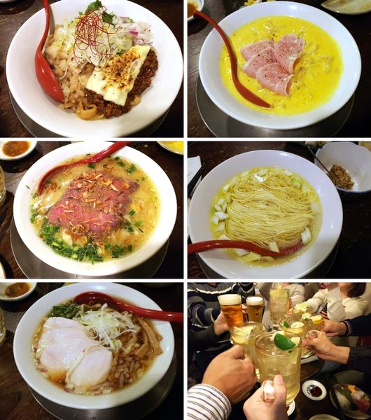 「カレーチーズ鬼脂そば・仙台牛の味噌そば・鴨の中華そばなど5種」@立ち呑み居酒屋 金町製麺の写真