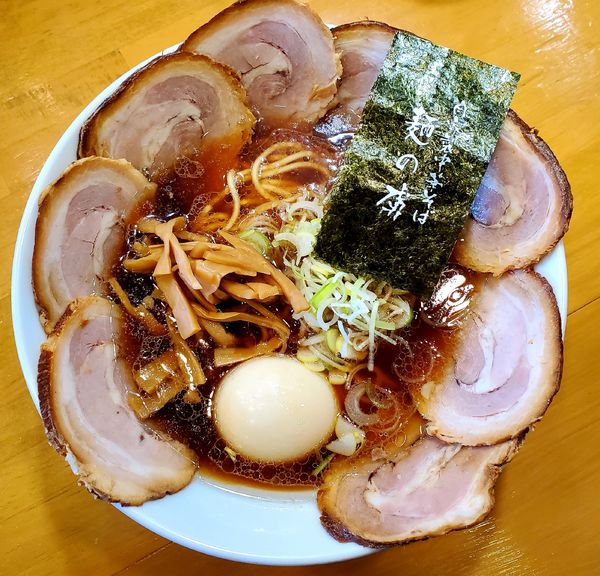 「特製肉そば+ライス」@自家製中華そば 麺の虜の写真