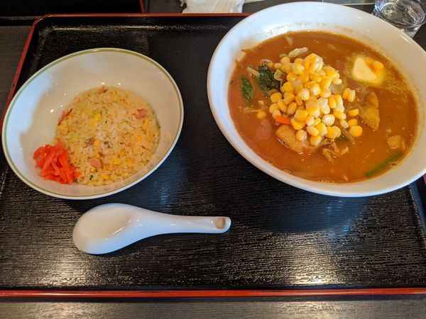 「北海らーめん　ミニチャーハンセット　900円」@和風中華浅井屋の写真