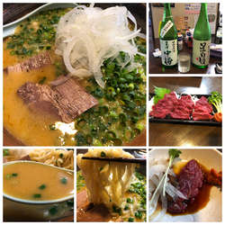 会津馬味噌ラーメン 770円 さくら(馬)刺し身 日本酒