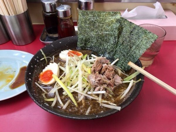 「和風ネギラーメン＋味玉 太麺」@ラーメンショップ 牛久結束店の写真