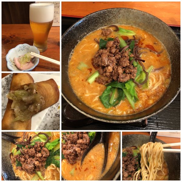 「担々麺880円＋春巻＋生ビール」@chinesebar ゆずのたねの写真