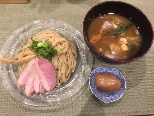 「鴨汁つけそば＋煮卵＋コンフィ」@らーめん 鴨to葱の写真