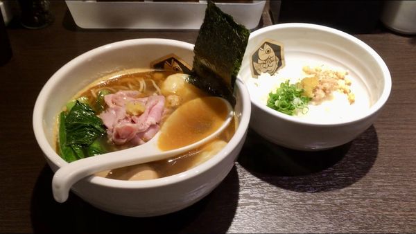 「特製甘えびらーめん ＋ 雑炊丼（小）」@真鯛らーめん 麺魚 神保町店の写真