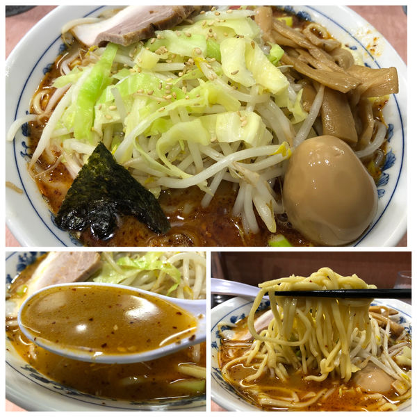 「【限定】中華赤マー油 820円 野菜 120円 麺カタメ」@所沢大勝軒の写真