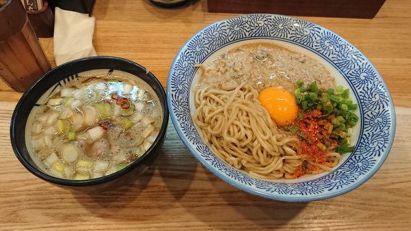 「【限定】かま玉つけそば 1020円 + ごはん 150円」@中華そば専門 とんちぼの写真