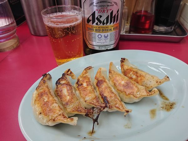 「餃子200円+瓶ビール460円+ネギラーメン620円」@ラーメンショップ 牛久結束店の写真