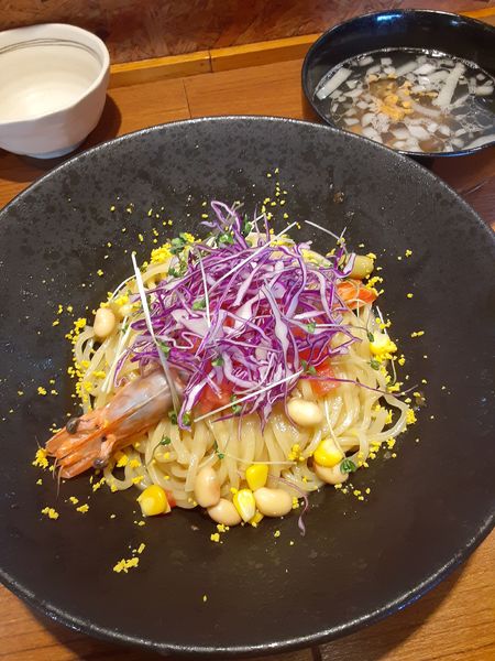 「(限定)天使の海老のまぜつけそば 〜ミモザ風〜980円」@寿製麺よしかわ 川越店の写真