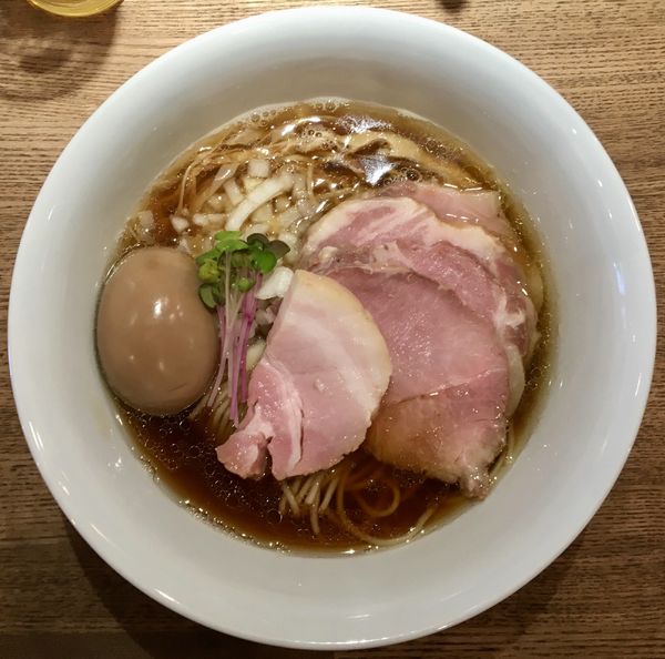 「サッポロラガー赤星 → 特製いりこそば ＋ 味付和え玉 鶏油」@中華そば 麺壁九年 本店の写真