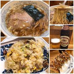 半炒飯ラーメン800円＋ビール＋餃子