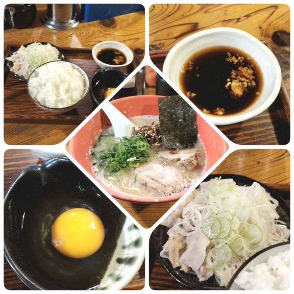 「ラーメンバリカタ辛子高菜普通豚しゃぶご飯」@元祖長浜 大学ラーメンの写真