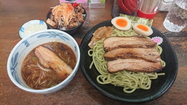 「つけそば（並） 800円 + 賄いチャーシュー丼 280円」@麺屋こうきの写真