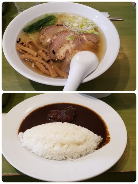 「焼豚そば+半カレー」@インディアン 池上店の写真