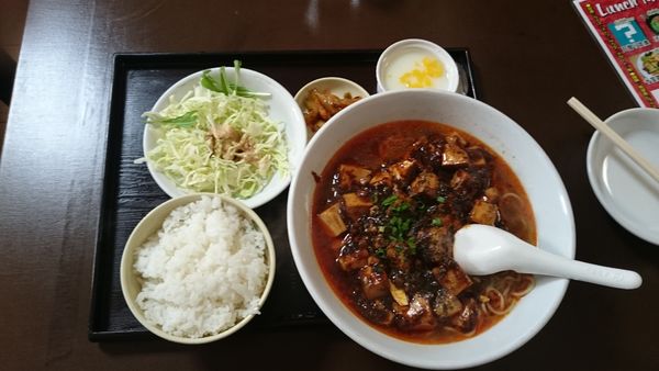 「麻婆麺セット（750円）」@晴々飯店の写真