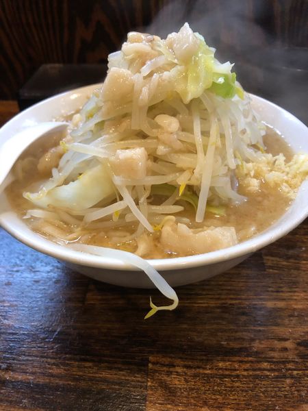 「ラーメン普通、ニンニク少なめ、野菜マシ、油マシ」@麺屋 鳳の写真