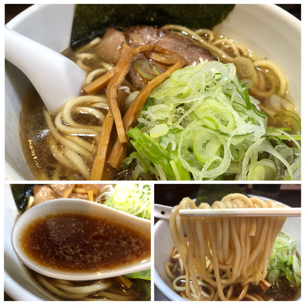 「らーめん 800円 麺量 1.5 無料ネギトッピング」@麺舗十六の写真