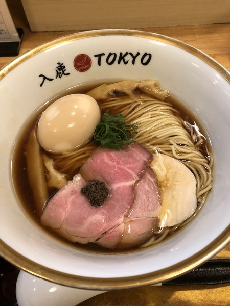 「ポルチーニ醤油らぁ麺850円➕煮玉子(クーポン券)」@入鹿（IRUCA）-Tokyo-の写真