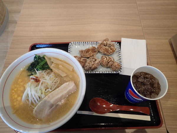 「味噌ラーメン(730円)+から揚げ(5個)(430円)」@日立中華そば むじゃき食堂の写真
