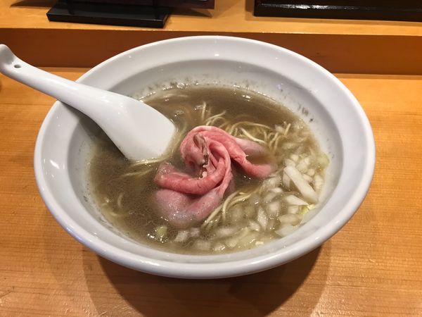 「煮干蕎麦ハーフ750円、黒酢の和え玉ハーフ」@木更津丿貫の写真
